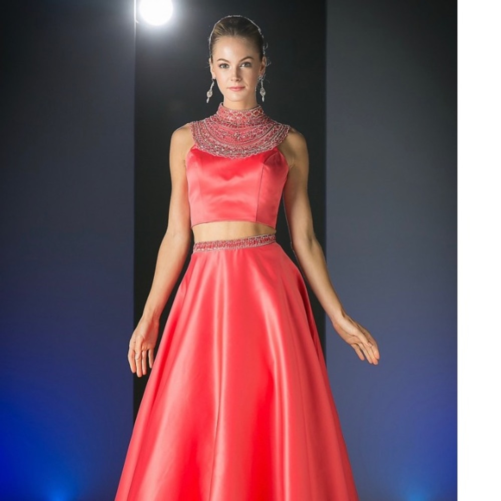 Cinderella Divine(Ck67) Beaded High Neck Two Piece Dress